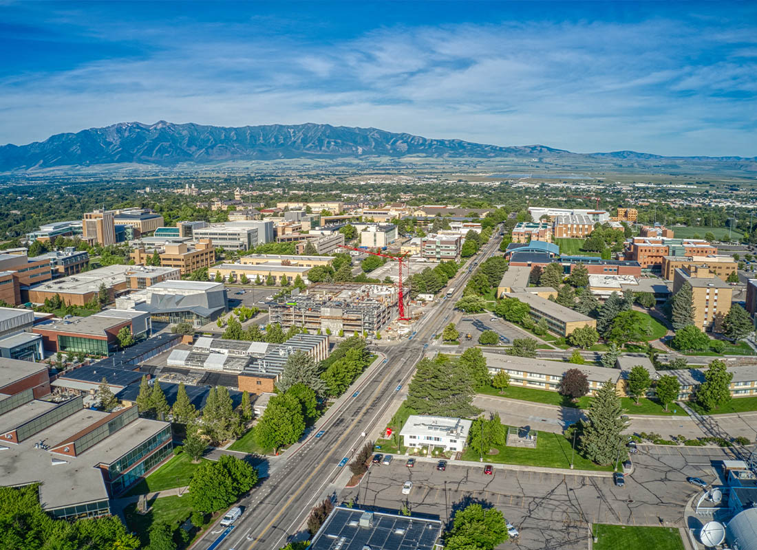 Cache Valley Location - Aerial View of Utah State University in Logan, UT